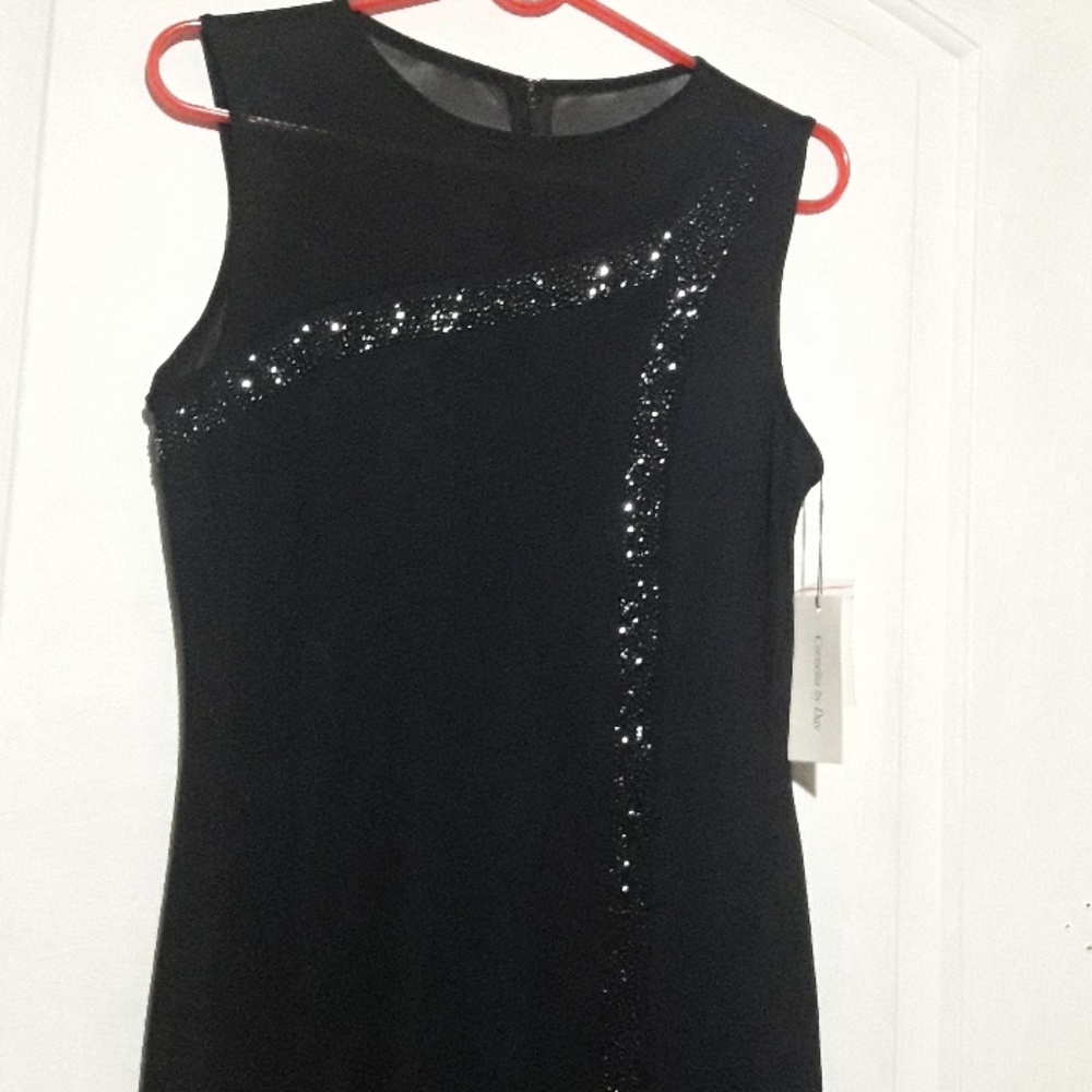 Long embrioded black and  blue dress